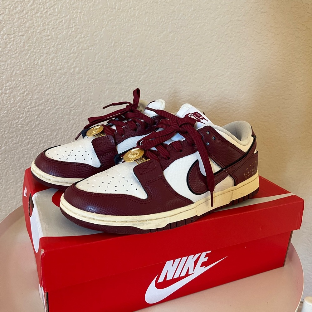Nike Maroon and White Athletic Shoes